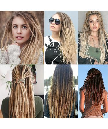 FANWYFYU Straight Double Ended Dreadlock Extensions 24 Inch DE Dreads Full Set Synthetic Hippie Style Dreads 10 Strands Handmade Braid In Dreadlock Extensions (straight 27/613) DE- 24 Inch straight(10 Strands) 27/613 - Buy Online on GoSupps.com