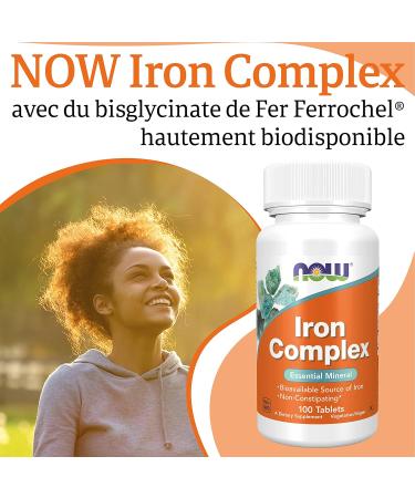 Now Foods Iron Complex (Iron Complex) 27mg 100 Vegan Tablets Lab Tested Iron Vitamins Gluten Free Soy Free Vegetaria - Buy Online on GoSupps.com