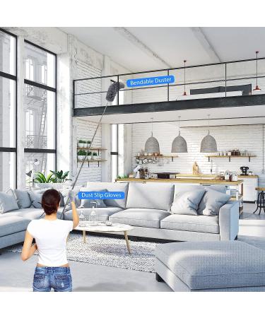 Duster with Extension Pole for Cleaning High Ceilings & Low Places - Ideal for Ceiling Fans, Cabinets, Sofas & Small Spaces - Buy Online on GoSupps.com