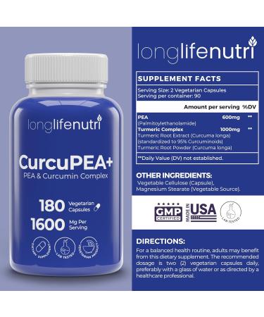 LongLifeNutri R-Alpha Lipoic Acid 300 mg + CurcuPEA+ (Palmitoylethanolamide + Turmeric Complex 600/1000 mg) Bundle - 120-180 Capsules Cellular Energy & Natural Antioxidant GMP Certified Made in USA - Buy Online on GoSupps.com