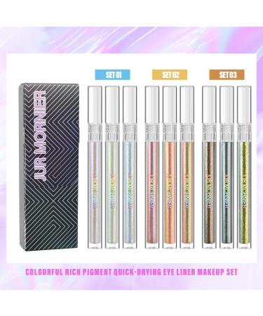 Multichrome Liquid Eyeshadow Set - 3 High Pigment Waterproof Metallic Shades for Multi-Dimensional Eye Makeup | Ultra Fine Tip Glitter Liner (Aurora Twilight Moonbow - Buy Online on GoSupps.com