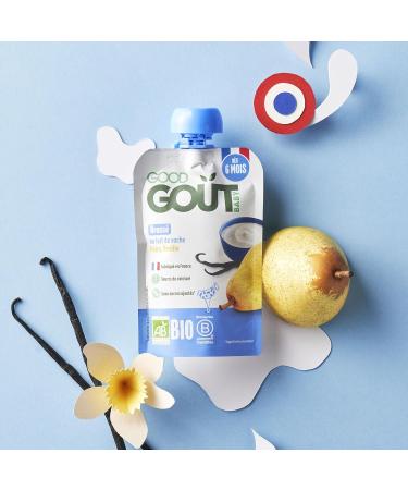 GOOD GO T - Brewed With Cow Milk - Baby Dessert - From 6 Months - Pear Vanilla - No Added Sugars* - Portable Size - 10x90g (Packaging May Vary) - Buy Online on GoSupps.com