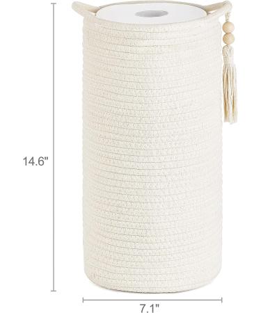 Mkono Woven Toilet Paper Holder - Boho Bathroom Decor with Wooden Beads - Cotton Rope Organizer Basket for 3 Rolls - Buy Online on GoSupps.com