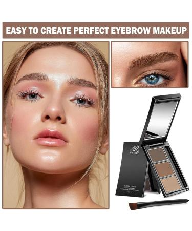 Waterproof Three-Color Eyebrow Powder Palette for Natural Brow Shape - Brown/Light Brown/Skin Tone - Buy Online on GoSupps.com