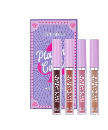 Shop 4Pcs Matte Liquid Lipstick Set - Long Lasting Waterproof Lip Gloss for Women | Deep Dark Red & Pink Shades - Buy Online on GoSupps.com