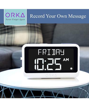 ORKA Talking Clock for Elderly Seniors | Medication Pill Reminder Recordable Alarm- Customize Multiple Alarms | Digital Day Clock 8 Display for Dementia & Impaired - Buy Online on GoSupps.com