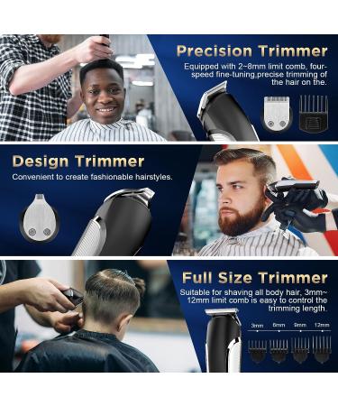 Lopeie Rechargeable Beard Trimmer for Men - All in One Cordless Grooming Kit - IPX7 Washable Clippers for Beard, Face, Nose - Fathers Day Gift - White - Buy Online on GoSupps.com