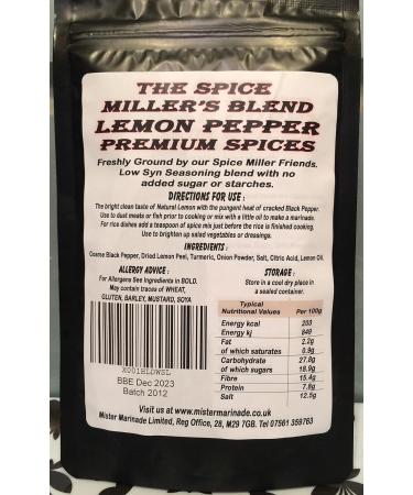Spice Miller's Blend Lemon Pepper 100g - Premium Artisan Spice Mix - Syn Free & Low Syn Seasoning - Buy Online on GoSupps.com