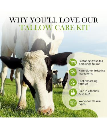 Beef Tallow for Skin: Organic Grass Fed Tallow Cream & Lip Balm Set Natural Dry Skin Moisturizer for Face Body & Lips 2 Ounce (Pack of 2) - Buy Online on GoSupps.com