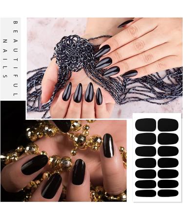 280 Black Nail Wraps Full Cover Decals with Nail Files - Cool Style for Girls & Women - Buy Online on GoSupps.com