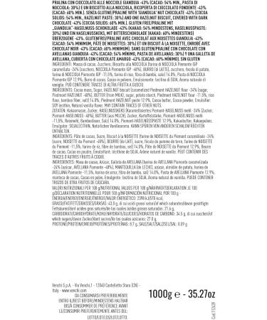 Venchi - Italian Desserts Collection - Dark BacioDiDama in 1 kg bag - Chocolate with a crispy biscuit of Piedmont PGI hazelnuts 1 kg - Gluten free - Buy Online on GoSupps.com