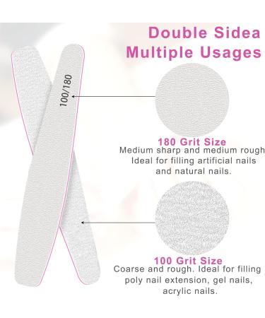 CGBE 12-Piece Professional Nail File Set - Double-Sided 100/180 Grit for Gel & Acrylic Nails | Washable Trapezoid Shape for Salon & Home Use - Buy Online on GoSupps.com