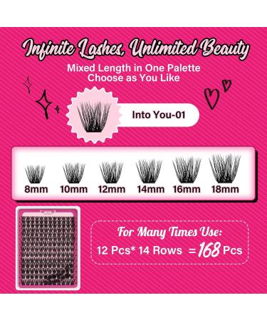 Lash Clusters Kit: DIY Eyelash Extension Kit with 168 Pcs Individual Lashes - Beginner Friendly | Into You-01 Kit - Buy Online on GoSupps.com