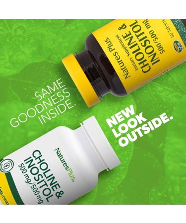 NaturesPlus Choline & Inositol 500mg - 60 Vegetarian Tablets for Nervous System & Liver Support - Gluten-Free - Buy Online on GoSupps.com