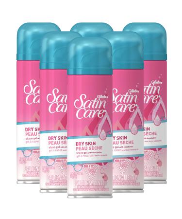 Gillette Satin Care Dry Skin Shave Gel for Women, 6 Count, 7oz Each, Infused with Shea Butter for a Comfortable Shave Dry Skin Shave Gel (6pk) - Buy Online on GoSupps.com