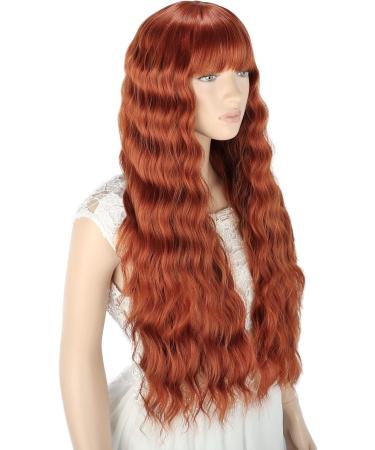 YEESHEDO Auburn Long Hair Wig for Women - Natural Curly Wavy Synthetic Fringe Red Wig - 28 Inches for Party, Cosplay or Daily Wear - Buy Online on GoSupps.com