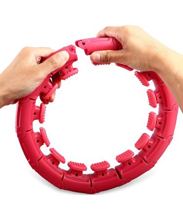 Weighted Hoola Hoop for Adults Weight Loss - 2-in-1 Abdomen Massage Fitness Hoop | Adjustable 24 Detachable Knots for Abs Workout | Includes Cooling Towel - Pink - Buy Online on GoSupps.com