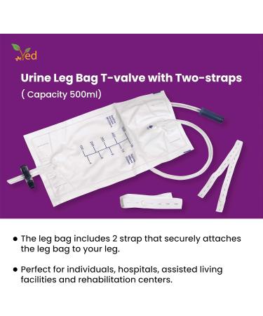 Buy Ved Urine PVC Leg Bag (500 ml Pack of 5) - T Valve Two Straps Natural Leg-Shape Design | International Shipping Available - Buy Online on GoSupps.com