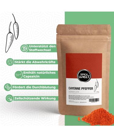 AAPACK UG Spicy Welt Cayenne Pepper Ground 500g Fine Cayenne Pepper Powder For Soups Stews & Sauces Fiery Aromatic & Warming 100 Natural & Without Additives - Buy Online on GoSupps.com