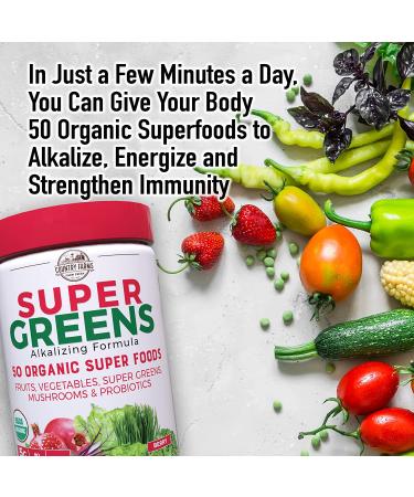 Country Farms Super Greens Alkalizing Formula Berry - 10.6 oz (300g) | Boost Energy & Detoxify - Buy Online on GoSupps.com