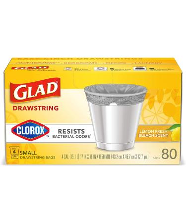 Glad Lemon Fresh Bleach Scent Small Kitchen Trash Bags - 4 Gallon, 80 Count - Buy Online on GoSupps.com