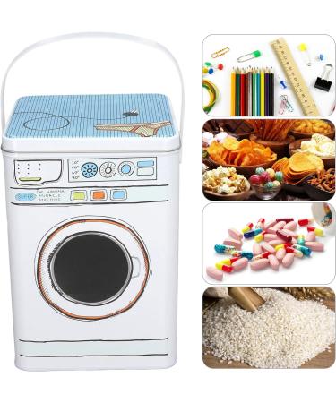 Pwshymi Large Capacity Washing Machine Shape Laundry Detergent Container Iron Material with Perspective Window for Storage - Buy Online on GoSupps.com