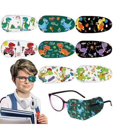 Leumoi 8 Pcs Eye Patches for Kids Dinosaur Reusable Eye Patches for Glasses 8 Styles Eye Patches for Lazy Eye to Cover Either Eye 2 x 4.1 Inch Cartoon Dinosaur Fabric Eye Patches for Boys Girls