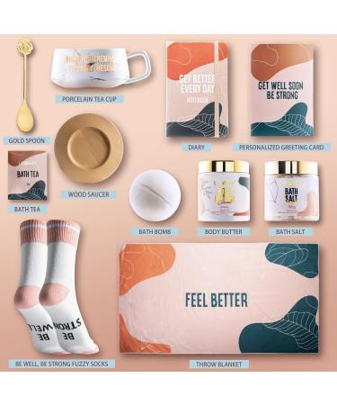 Get Well Soon Care Package for Women - 13pc Sympathy Spa Kit Gift Basket with Throw Blanket and Diary - Self Care Gifts for Women - Buy Online on GoSupps.com