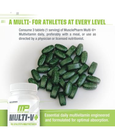 Muscle Pharm Essentials Multi-V+ The Athlete's Multi-Vitamin Enhanced Energy Performance & Immune Health Daily Multivitamin for Men & Women with Minerals Plus Probiotics 90 Tablets 30 Servings Unflavored - Buy Online on GoSupps.com