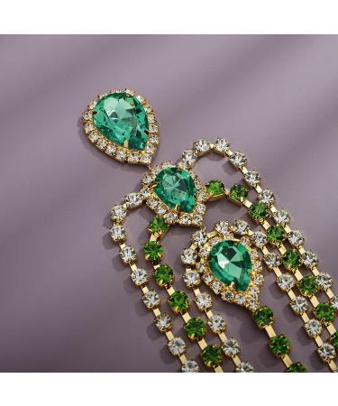 Bohemian Gold Rhinestone Green Crystal Head Chain for Wedding Prom - YERTTER - Buy Online on GoSupps.com
