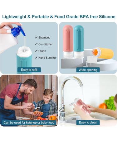 Travel Bottles Set - 89ml Silicone Travel Containers for Cosmetics Shampoo & Shower Gel | Includes Toothbrush Sleeves & Earplugs - Buy Online on GoSupps.com