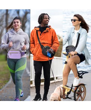 Plus Size Black Fanny Pack for Women Men - Cute Adjustable Waist Belt Bag with 5 Pockets for Travel and Running - Buy Online on GoSupps.com