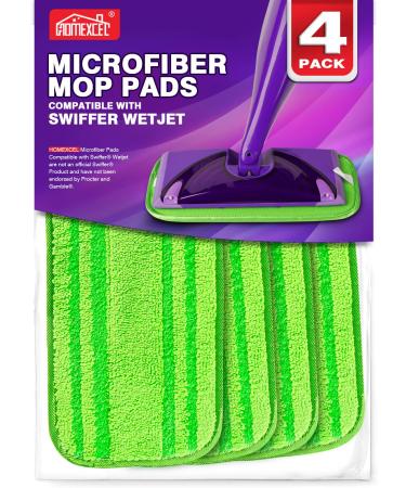 HOMEXCEL Microfiber Mop Pads Compatible with Swiffer Wet Jet, Reusable and Machine Washable Floor Mop Pad Refills, Mop Head Replacements for Multi Surface Wet & Dry Cleaning, Pack of 4