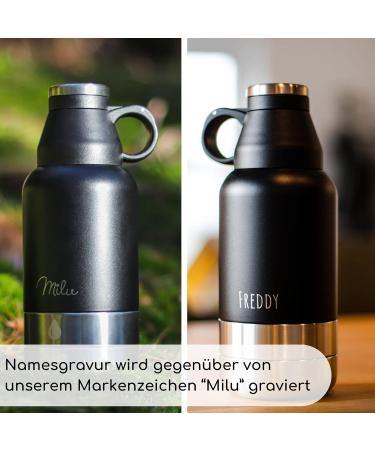 Buy Milu 950ml Dog Drinking Bottle with Food Bowl | Insulated Stainless Steel - Perfect for Hiking Traveling & Walking (Custom Engraving Available) - Buy Online on GoSupps.com