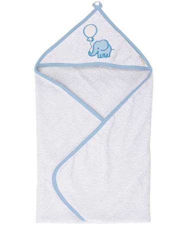 Playshoes girls' terry cloth hooded towel elephant 340046 117 - white/blue 100x100cm