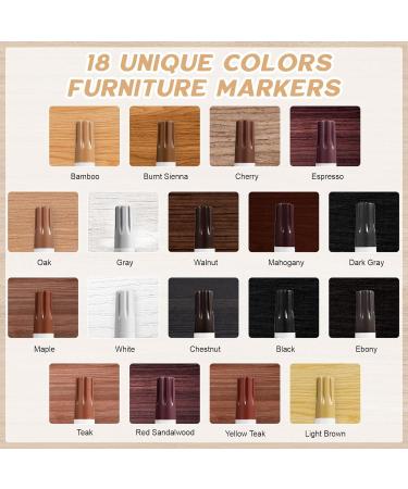 Furniture Markers Touch Up Kit | 18 Color Wood Repair Markers & Polish Wax for Tables Cabinets & More - Buy Online on GoSupps.com