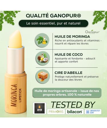  Ganopur Organic Moringa Oil Lip Balm 100% Natural: Moisturizing Repairing & Anti-Aging Stick Dry Lip Care Ganopur - Buy Online on GoSupps.com