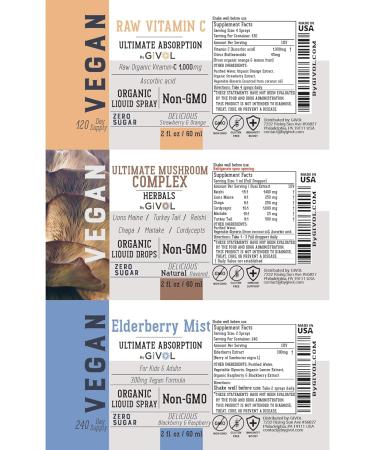 Antioxidant Powerhouse Bundle - Elderberry Raw Vitamin C Mushroom Complex - Nutriments Phytonutrients & Cognitive Well-Being All in One Package - Multivitamins - 2 Fl Oz - 240 Days Supply b) Elderberry Mist-Mushroom Comp  - Buy Online on GoSupps.com