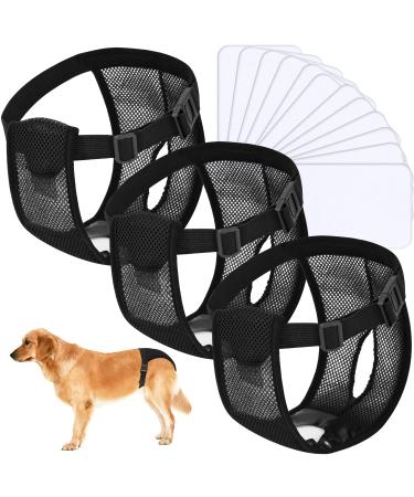 3 Pack pack of bitches Fixed trousers dogs for bleeding with 12 hygiene pad washable for bitches with monthly bleeding washable protective trousers black (XL)