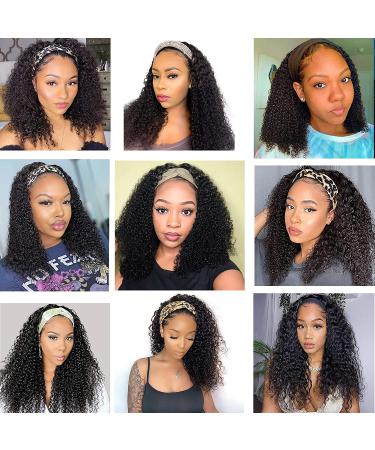 16 Inch Kinky Curly Brazilian Remy Human Hair Headband Wig for Black Women - 150% Density Half Wig - Buy Online on GoSupps.com