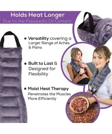 Heating Pad for Neck & Shoulders - Microwavable Pain Relief Wrap with Handles | Reusable Moist Heat Rice Bag for Neck Pain, Muscle Aches & Joints | Warmer Grey Denim Design - Buy Online on GoSupps.com