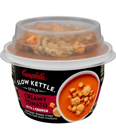 Campbell's Slow Kettle Style Creamy Tomato Soup With A Crunch, 7 Ounce Microwavable Cup (Pack Of 6)
