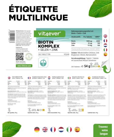 Complexe Biotine + S l nium + Zinc pour la peau les cheveux & les ongles - 365 comprim s - Sans additifs ind sirables - Haute dose - Vegan - Buy Online on GoSupps.com
