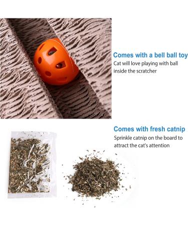 PrimePets 2-in-1 Cat Scratcher Cardboard with Ball | Removable Cat Scratching Pad | Corrugated Scratch Lounge Sofa Refill | Catnip Included - Buy Online on GoSupps.com