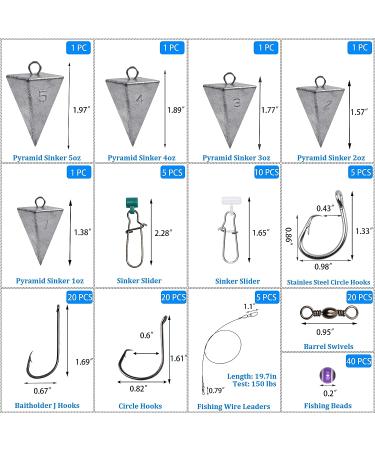 AGOOL Saltwater Surf Fishing Tackle Kit - 130pcs Rigs, Wire Leaders, Sinker Weights, Hooks & Accessories - Buy Online on GoSupps.com