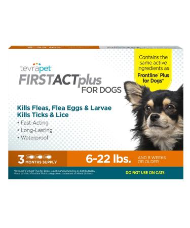 TevraPet FirstAct Plus Flea and Tick Prevention for Medium Dogs 3 Doses Small 6-22 lbs