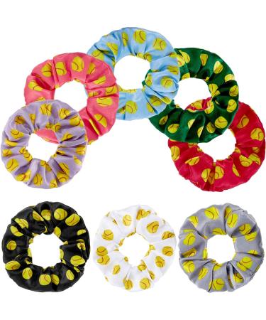 WILLBOND 8 Pieces Softball Sport Hair Scrunchies Soccer Hair Ties Elastic Sport Hair Bands Ponytail Holders Sport Hair Accessories for Girls Women Players Coaches Teams (Softball)