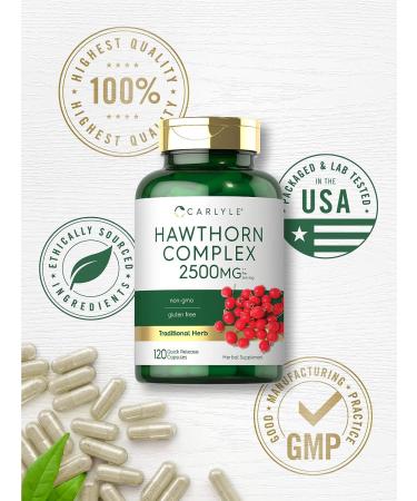 Carlyle Hawthorn Berry Complex 2500mg 120 Capsules - Extract Powder Non-GMO Gluten Free Supplement - Buy Online on GoSupps.com