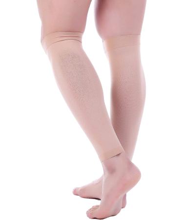 Doc Miller Calf Compression Sleeve - 15-20mmHg Shin Splint Recovery for Men and Women - Varicose Veins Relief - 1 Pair (X-Large, Skin/Nude) - Buy Online on GoSupps.com