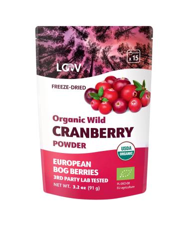 LOOV LOOV 100% Organic Wild Cranberry Powder - Nordic Freeze-Dried Powder from Unsweetened Cranberries - 91g - No Added Sugar